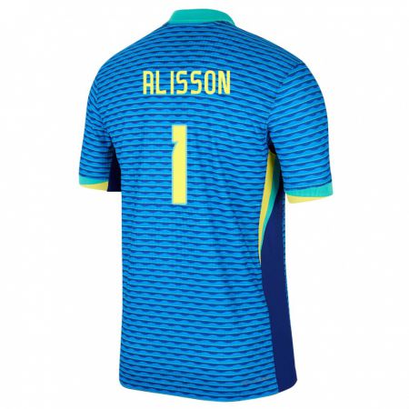 Kandiny Homme Maillot Brésil Alisson #1 Bleu Tenues Extérieur 24-26 T-Shirt