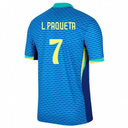 Kandiny Homme Maillot Brésil Lucas Paqueta #7 Bleu Tenues Extérieur 24-26 T-Shirt