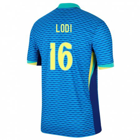 Kandiny Homme Maillot Brésil Renan Lodi #16 Bleu Tenues Extérieur 24-26 T-Shirt