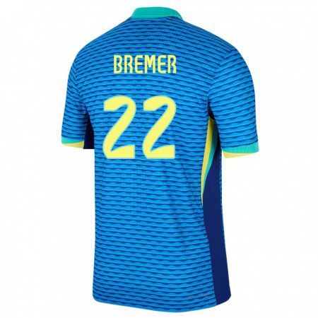 Kandiny Homme Maillot Brésil Bremer #22 Bleu Tenues Extérieur 24-26 T-Shirt