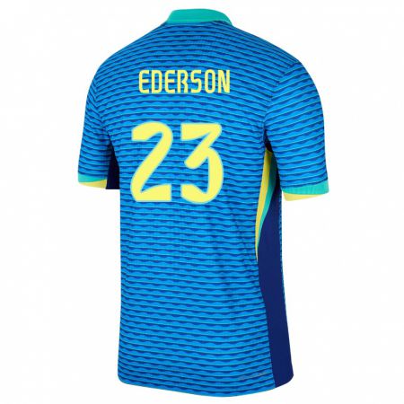 Kandiny Homme Maillot Brésil Ederson #23 Bleu Tenues Extérieur 24-26 T-Shirt