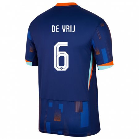 Kandiny Homme Maillot Pays-Bas Stefan De Vrij #6 Bleu Tenues Extérieur 24-26 T-Shirt