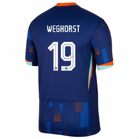 Kandiny Homme Maillot Pays-Bas Wout Weghorst #19 Bleu Tenues Extérieur 24-26 T-Shirt