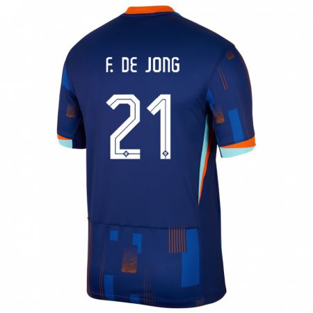 Kandiny Homme Maillot Pays-Bas Frenkie De Jong #21 Bleu Tenues Extérieur 24-26 T-Shirt