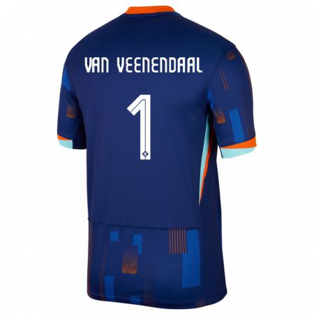 Kandiny Homme Maillot Pays-Bas Sari Van Veenendaal #1 Bleu Tenues Extérieur 24-26 T-Shirt
