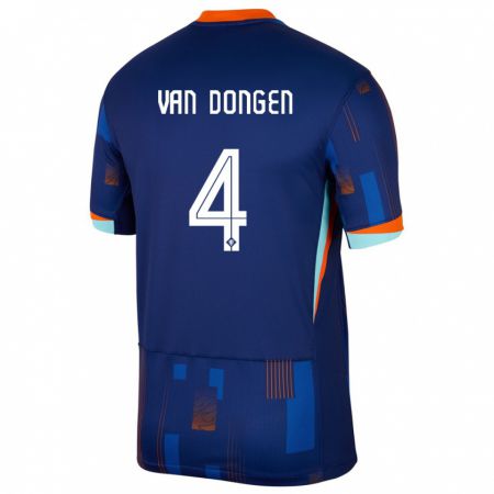 Kandiny Homme Maillot Pays-Bas Merel Van Dongen #4 Bleu Tenues Extérieur 24-26 T-Shirt