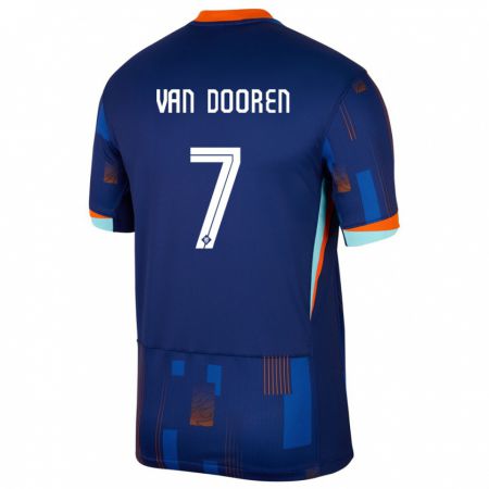 Kandiny Homme Maillot Pays-Bas Kayleigh Van Dooren #7 Bleu Tenues Extérieur 24-26 T-Shirt