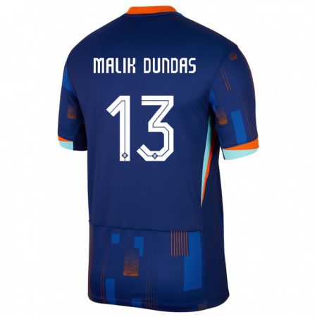 Kandiny Homme Maillot Pays-Bas Noa Malik Dundas #13 Bleu Tenues Extérieur 24-26 T-Shirt