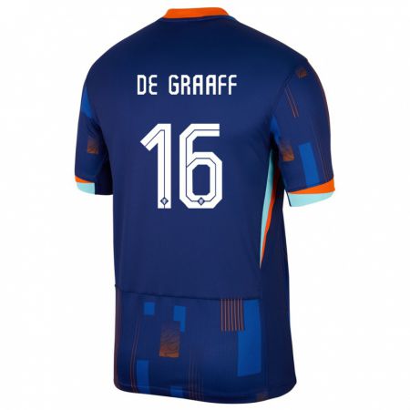 Kandiny Homme Maillot Pays-Bas Tom De Graaff #16 Bleu Tenues Extérieur 24-26 T-Shirt