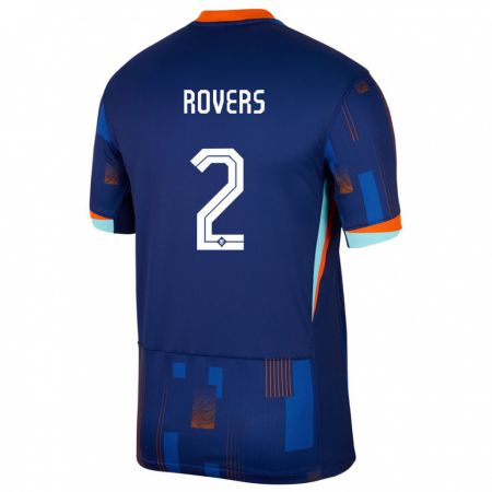 Kandiny Homme Maillot Pays-Bas Bram Rovers #2 Bleu Tenues Extérieur 24-26 T-Shirt