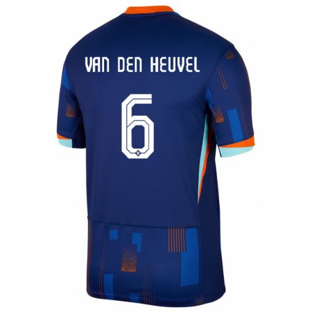 Kandiny Homme Maillot Pays-Bas Tim Van Den Heuvel #6 Bleu Tenues Extérieur 24-26 T-Shirt