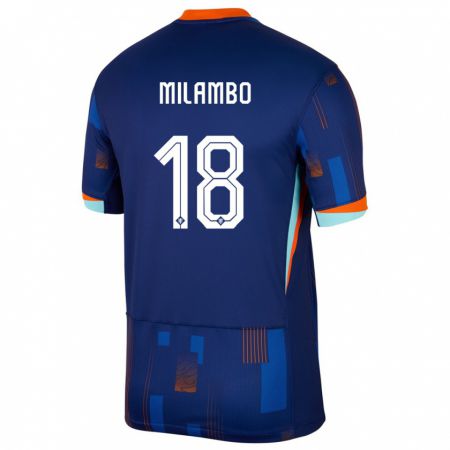Kandiny Homme Maillot Pays-Bas Antoni Milambo #18 Bleu Tenues Extérieur 24-26 T-Shirt