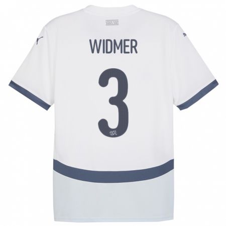 Kandiny Homme Maillot Suisse Silvan Widmer #3 Blanc Tenues Extérieur 24-26 T-Shirt