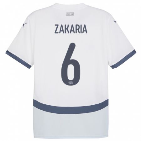Kandiny Homme Maillot Suisse Denis Zakaria #6 Blanc Tenues Extérieur 24-26 T-Shirt