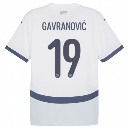 Kandiny Homme Maillot Suisse Mario Gavranovic #19 Blanc Tenues Extérieur 24-26 T-Shirt