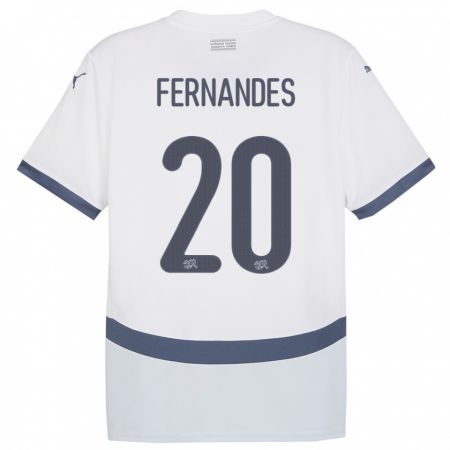 Kandiny Homme Maillot Suisse Edimilson Fernandes #20 Blanc Tenues Extérieur 24-26 T-Shirt