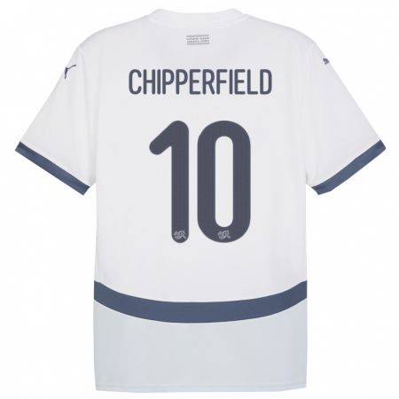 Kandiny Homme Maillot Suisse Liam Chipperfield #10 Blanc Tenues Extérieur 24-26 T-Shirt