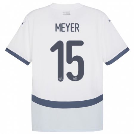 Kandiny Homme Maillot Suisse Leny Meyer #15 Blanc Tenues Extérieur 24-26 T-Shirt