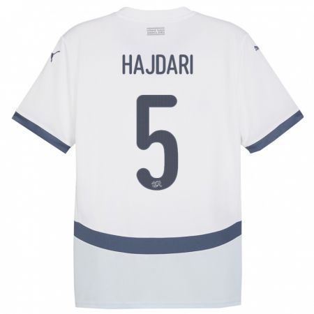 Kandiny Homme Maillot Suisse Albian Hajdari #5 Blanc Tenues Extérieur 24-26 T-Shirt