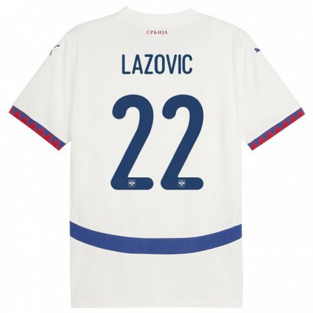 Kandiny Homme Maillot Serbie Darko Lazovic #22 Blanc Tenues Extérieur 24-26 T-Shirt
