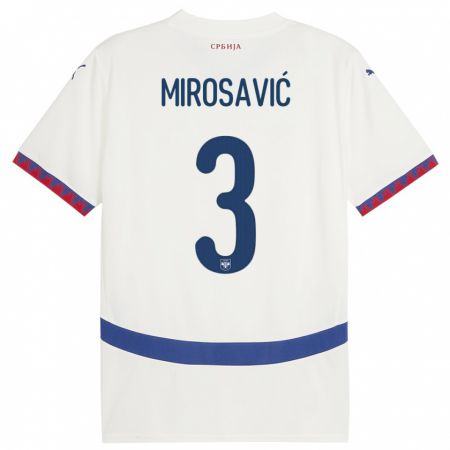 Kandiny Homme Maillot Serbie Veljko Mirosavic #3 Blanc Tenues Extérieur 24-26 T-Shirt
