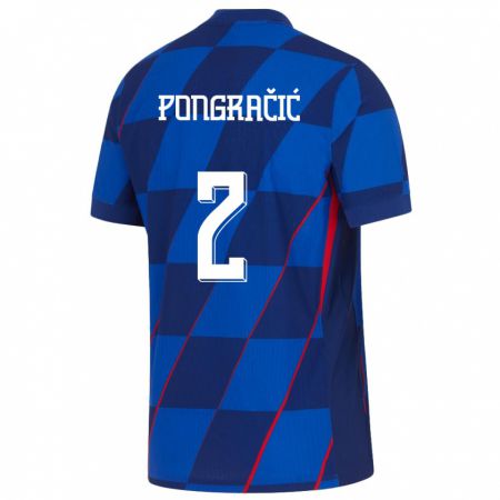 Kandiny Homme Maillot Croatie Marin Pongracic #2 Bleu Tenues Extérieur 24-26 T-Shirt