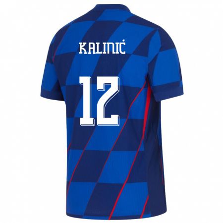Kandiny Homme Maillot Croatie Lovre Kalinic #12 Bleu Tenues Extérieur 24-26 T-Shirt