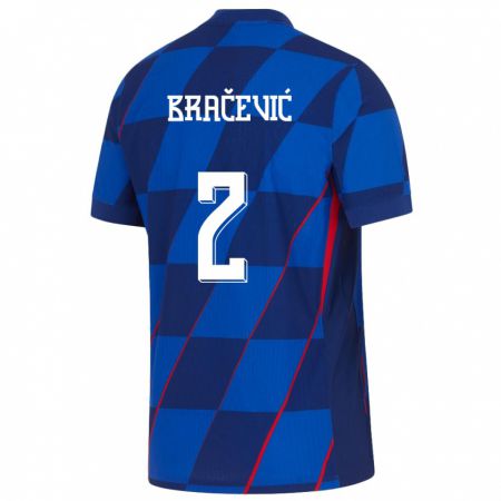 Kandiny Homme Maillot Croatie Petra Bracevic #2 Bleu Tenues Extérieur 24-26 T-Shirt
