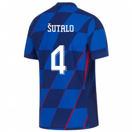 Kandiny Homme Maillot Croatie Bosko Sutalo #4 Bleu Tenues Extérieur 24-26 T-Shirt