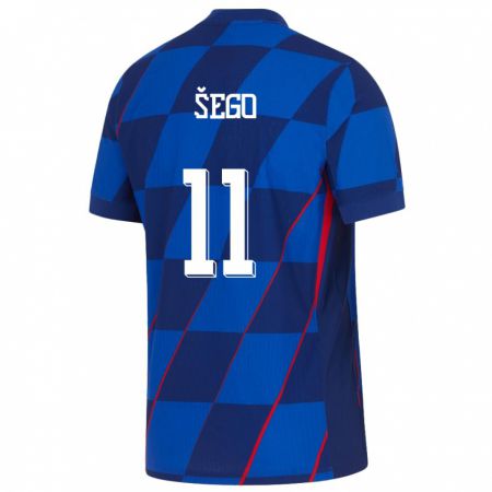 Kandiny Homme Maillot Croatie Michele Sego #11 Bleu Tenues Extérieur 24-26 T-Shirt