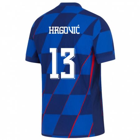 Kandiny Homme Maillot Croatie Simun Hrgovic #13 Bleu Tenues Extérieur 24-26 T-Shirt