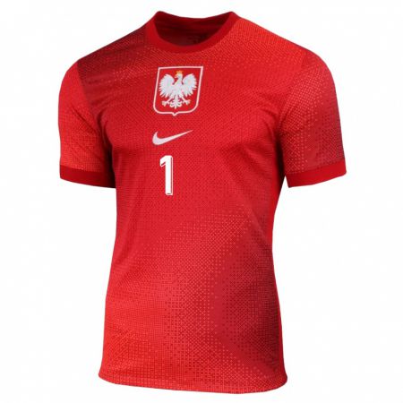Kandiny Homme Maillot Pologne Oliwier Zych #1 Rouge Tenues Extérieur 24-26 T-Shirt