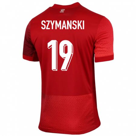 Kandiny Homme Maillot Pologne Sebastian Szymanski #19 Rouge Tenues Extérieur 24-26 T-Shirt