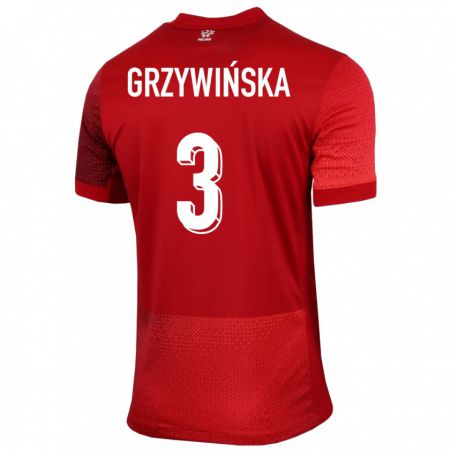 Kandiny Homme Maillot Pologne Gabriela Grzywinska #3 Rouge Tenues Extérieur 24-26 T-Shirt
