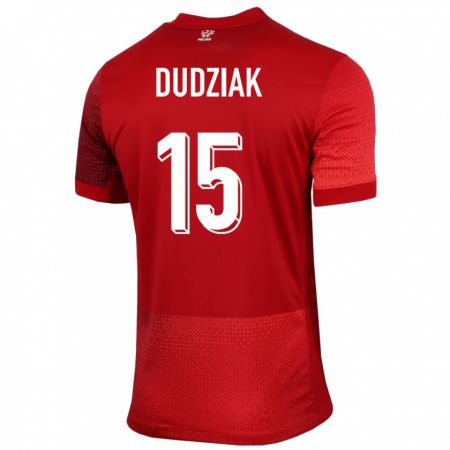 Kandiny Homme Maillot Pologne Aleksandra Dudziak #15 Rouge Tenues Extérieur 24-26 T-Shirt