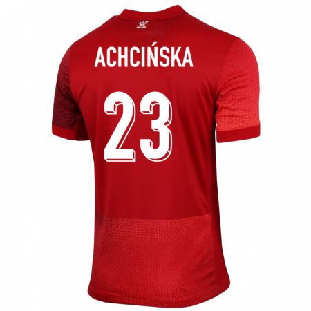 Kandiny Homme Maillot Pologne Adriana Achcinska #23 Rouge Tenues Extérieur 24-26 T-Shirt
