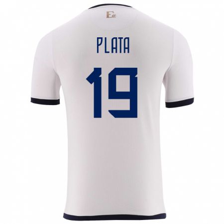 Kandiny Homme Maillot Équateur Gonzalo Plata #19 Blanc Tenues Extérieur 24-26 T-Shirt