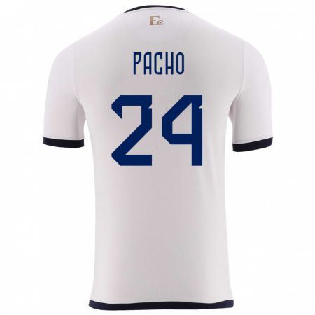 Kandiny Homme Maillot Équateur William Pacho #24 Blanc Tenues Extérieur 24-26 T-Shirt