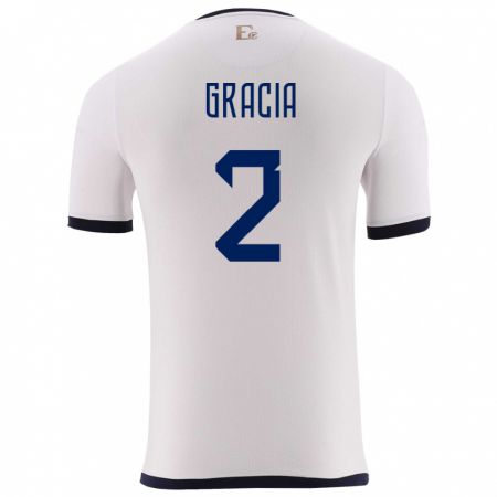 Kandiny Homme Maillot Équateur Ericka Gracia #2 Blanc Tenues Extérieur 24-26 T-Shirt