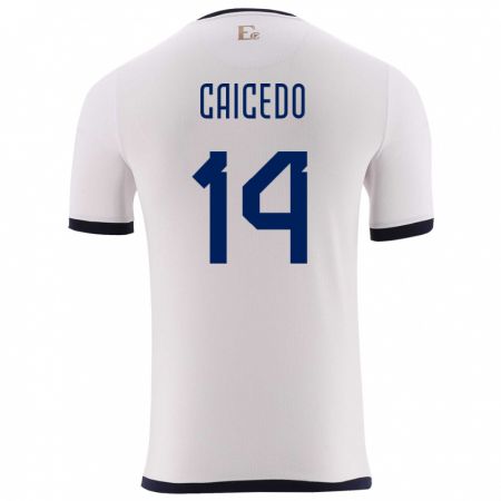 Kandiny Homme Maillot Équateur Carina Caicedo #14 Blanc Tenues Extérieur 24-26 T-Shirt