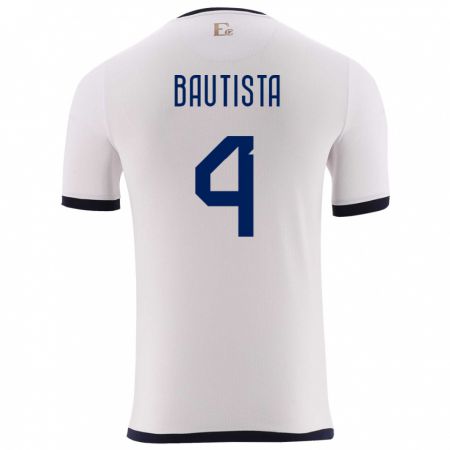 Kandiny Homme Maillot Équateur Davis Bautista #4 Blanc Tenues Extérieur 24-26 T-Shirt