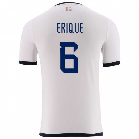 Kandiny Homme Maillot Équateur Yeltzin Erique #6 Blanc Tenues Extérieur 24-26 T-Shirt