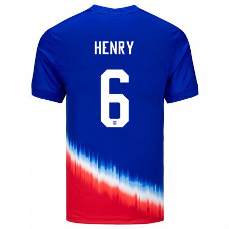 Kandiny Homme Maillot États-Unis Kobi Henry #6 Bleu Tenues Extérieur 24-26 T-Shirt