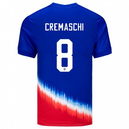 Kandiny Homme Maillot États-Unis Benjamin Cremaschi #8 Bleu Tenues Extérieur 24-26 T-Shirt