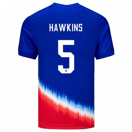 Kandiny Homme Maillot États-Unis Stuart Hawkins #5 Bleu Tenues Extérieur 24-26 T-Shirt