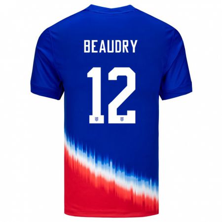 Kandiny Homme Maillot États-Unis Adam Beaudry #12 Bleu Tenues Extérieur 24-26 T-Shirt