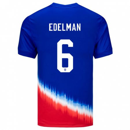 Kandiny Homme Maillot États-Unis Daniel Edelman #6 Bleu Tenues Extérieur 24-26 T-Shirt