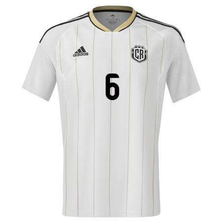 Kandiny Homme Maillot Costa Rica Oscar Duarte #6 Blanc Tenues Extérieur 24-26 T-Shirt