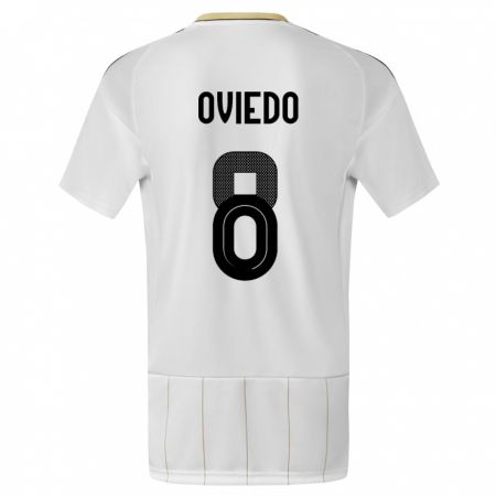 Kandiny Homme Maillot Costa Rica Bryan Oviedo #8 Blanc Tenues Extérieur 24-26 T-Shirt