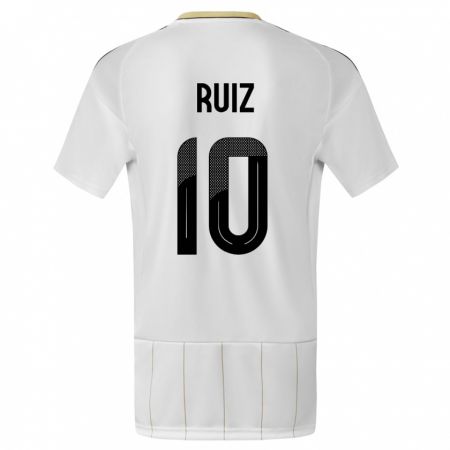Kandiny Homme Maillot Costa Rica Bryan Ruiz #10 Blanc Tenues Extérieur 24-26 T-Shirt